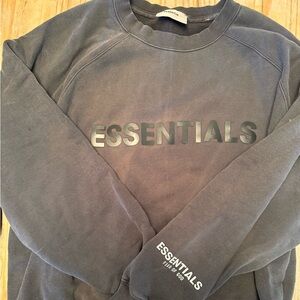 Distressed ESSENTIALS black crew neck